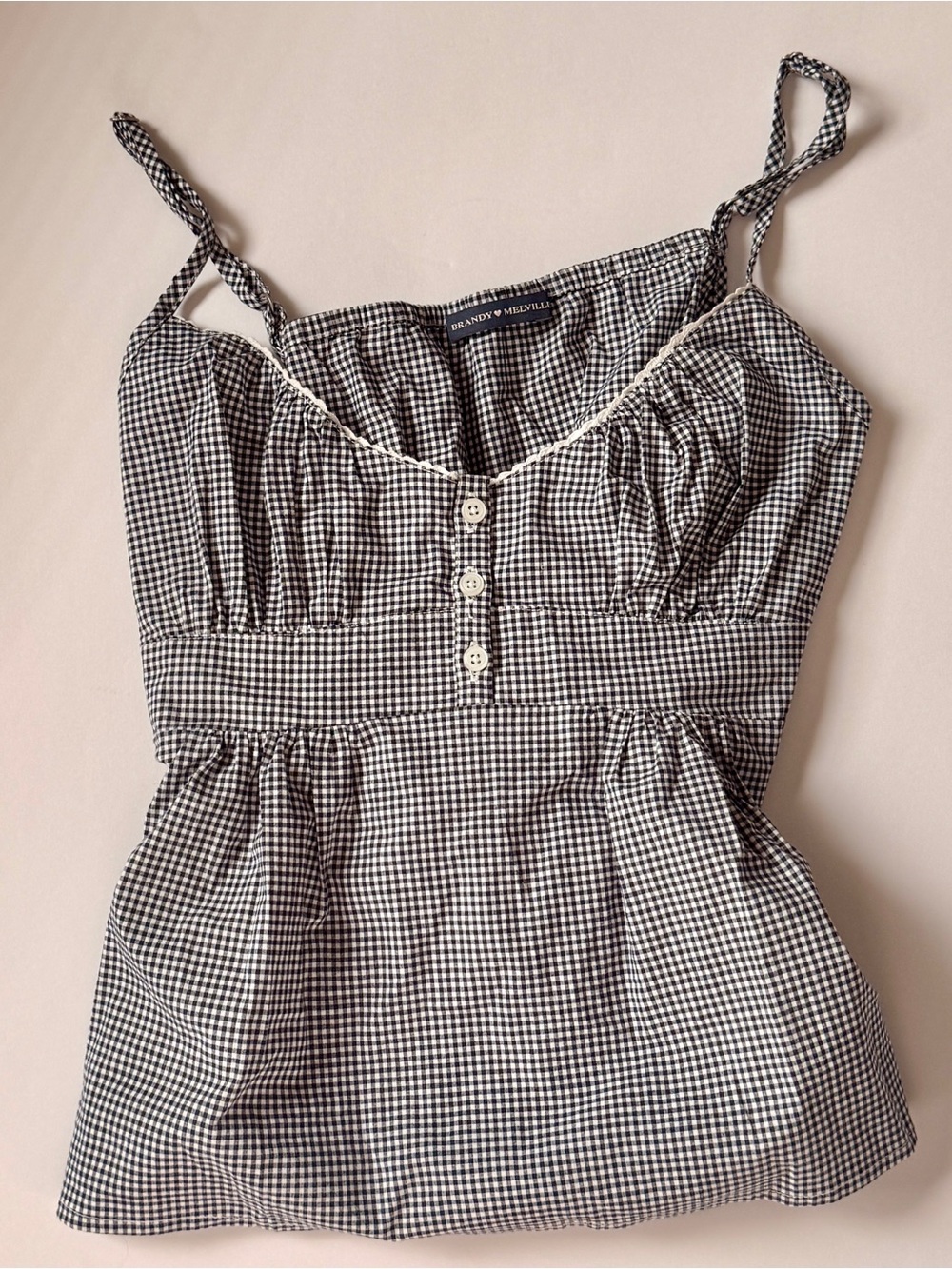 Brandy Melville Black & White Gingham Button-Front Tank